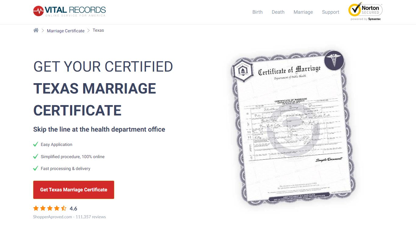 Official Texas Marriage Certificate | Get Your Marriage Records