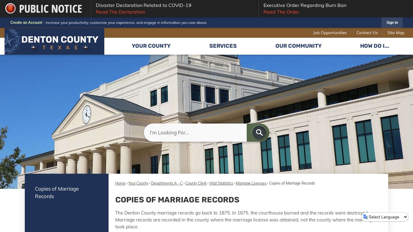 Copies of Marriage Records | Denton County, TX